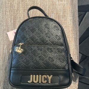 Juicy Couture Black Quilted Backpack with Gold Accents